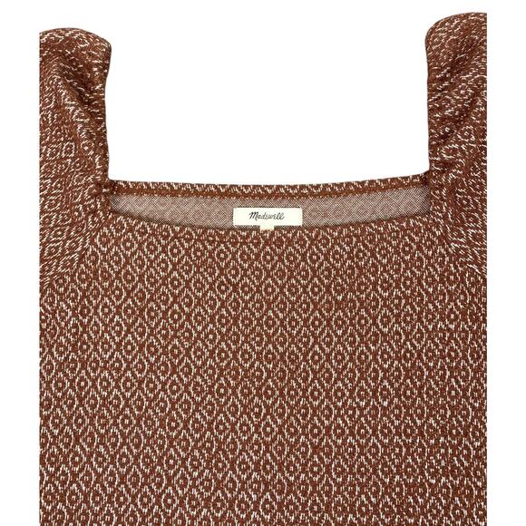 Madewell Jacquard Puff-Sleeve Crop Top Dark Merlot Large Casual Fall Staple - Picture 9 of 13